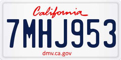 CA license plate 7MHJ953