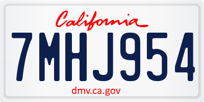 CA license plate 7MHJ954