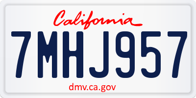 CA license plate 7MHJ957