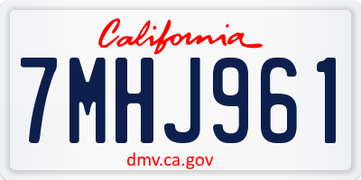 CA license plate 7MHJ961