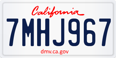 CA license plate 7MHJ967