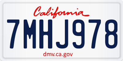 CA license plate 7MHJ978
