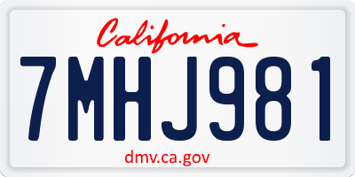 CA license plate 7MHJ981