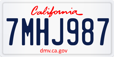 CA license plate 7MHJ987