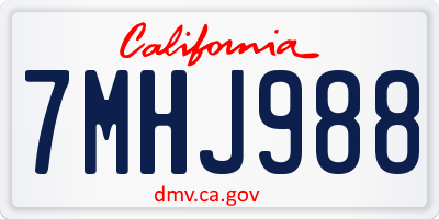 CA license plate 7MHJ988