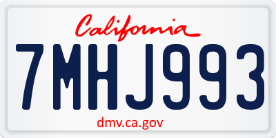 CA license plate 7MHJ993
