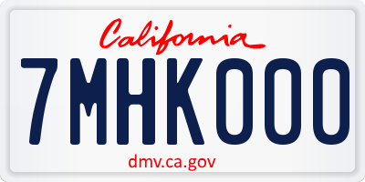 CA license plate 7MHK000