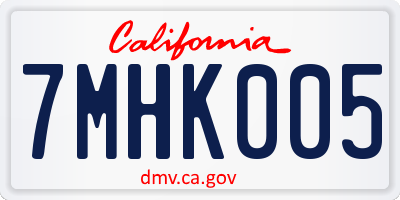 CA license plate 7MHK005