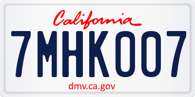 CA license plate 7MHK007