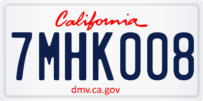 CA license plate 7MHK008