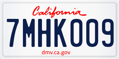 CA license plate 7MHK009