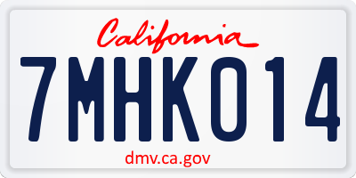 CA license plate 7MHK014