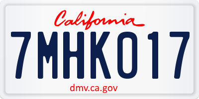 CA license plate 7MHK017