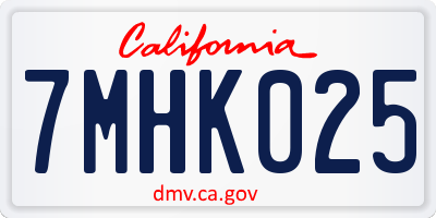 CA license plate 7MHK025