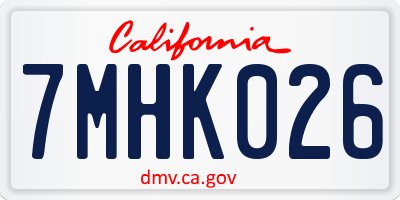 CA license plate 7MHK026