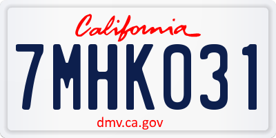 CA license plate 7MHK031