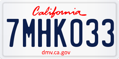 CA license plate 7MHK033