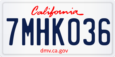 CA license plate 7MHK036