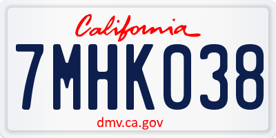 CA license plate 7MHK038