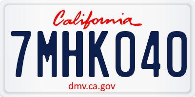 CA license plate 7MHK040