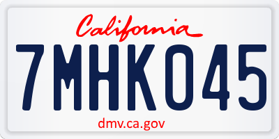 CA license plate 7MHK045