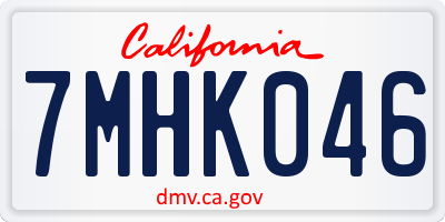 CA license plate 7MHK046