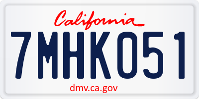 CA license plate 7MHK051