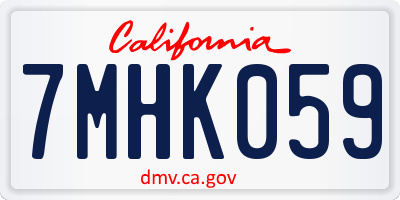 CA license plate 7MHK059