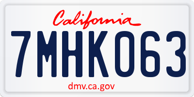 CA license plate 7MHK063