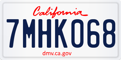 CA license plate 7MHK068