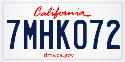 CA license plate 7MHK072