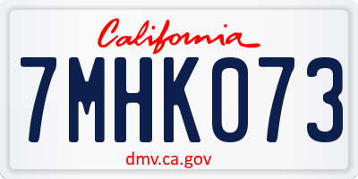 CA license plate 7MHK073