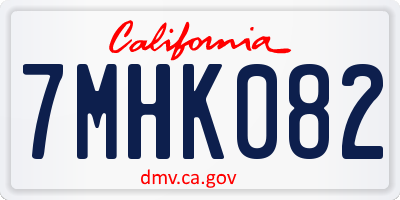 CA license plate 7MHK082