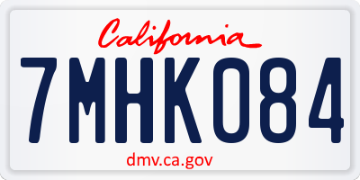 CA license plate 7MHK084