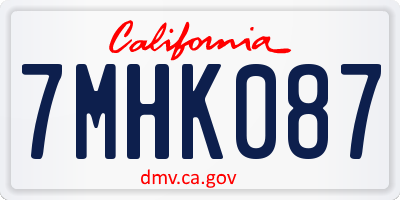 CA license plate 7MHK087