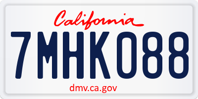 CA license plate 7MHK088