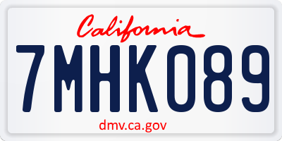 CA license plate 7MHK089