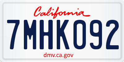 CA license plate 7MHK092
