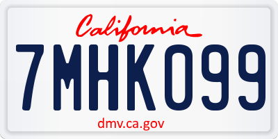 CA license plate 7MHK099