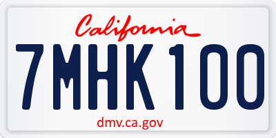 CA license plate 7MHK100