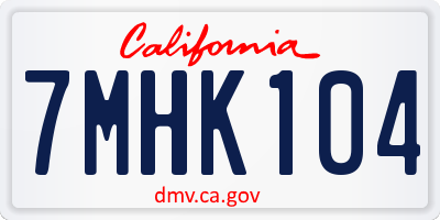 CA license plate 7MHK104