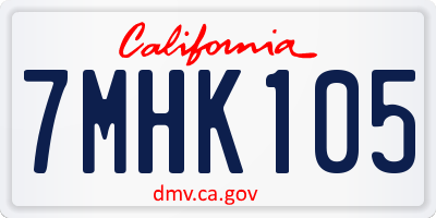 CA license plate 7MHK105