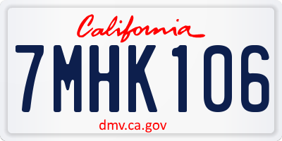 CA license plate 7MHK106