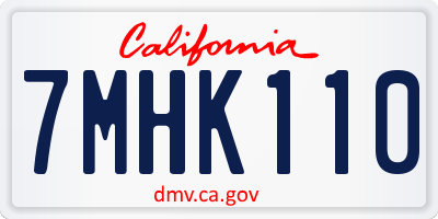 CA license plate 7MHK110