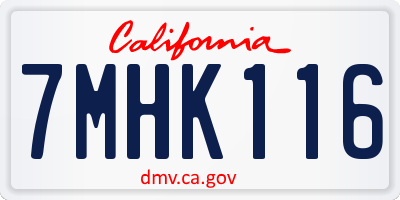 CA license plate 7MHK116