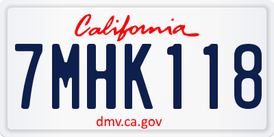 CA license plate 7MHK118