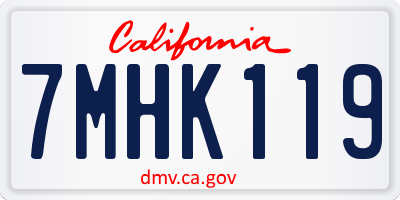 CA license plate 7MHK119