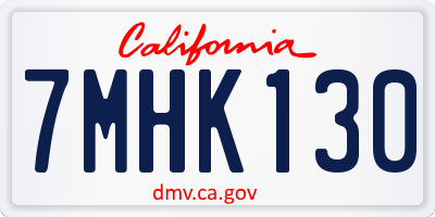 CA license plate 7MHK130