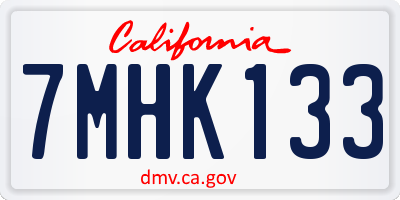 CA license plate 7MHK133