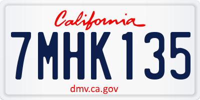 CA license plate 7MHK135